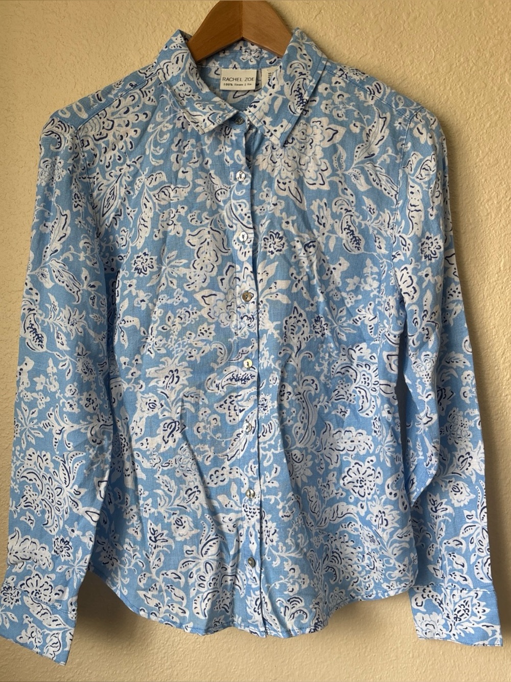 Rachel Zoe Sky Blue & White Paisley Button-Front Shirt